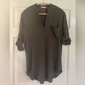 Lush Tunic Blouse, Olive Green, Size S